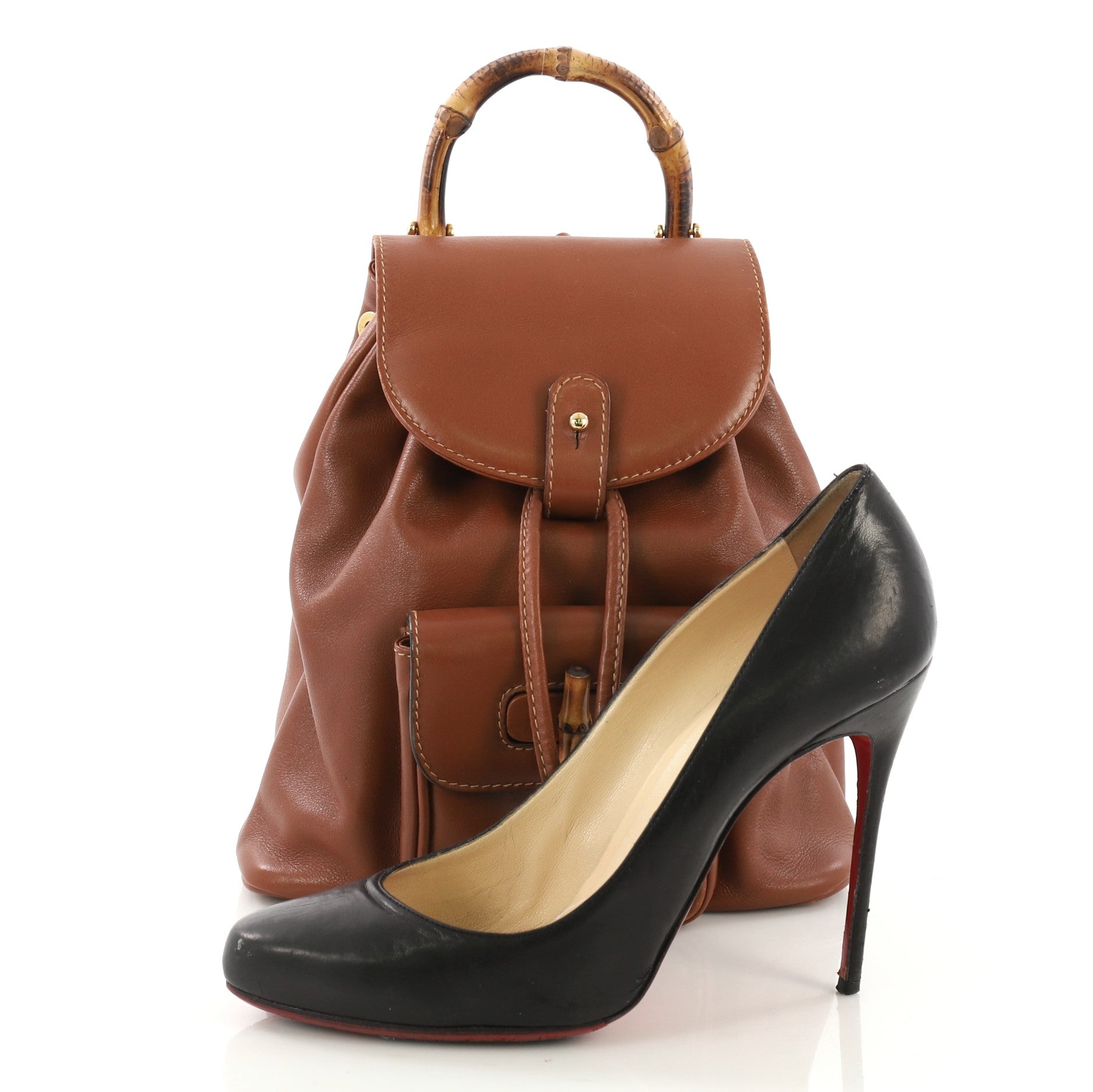 Vintage Bamboo Backpack Leather Mini