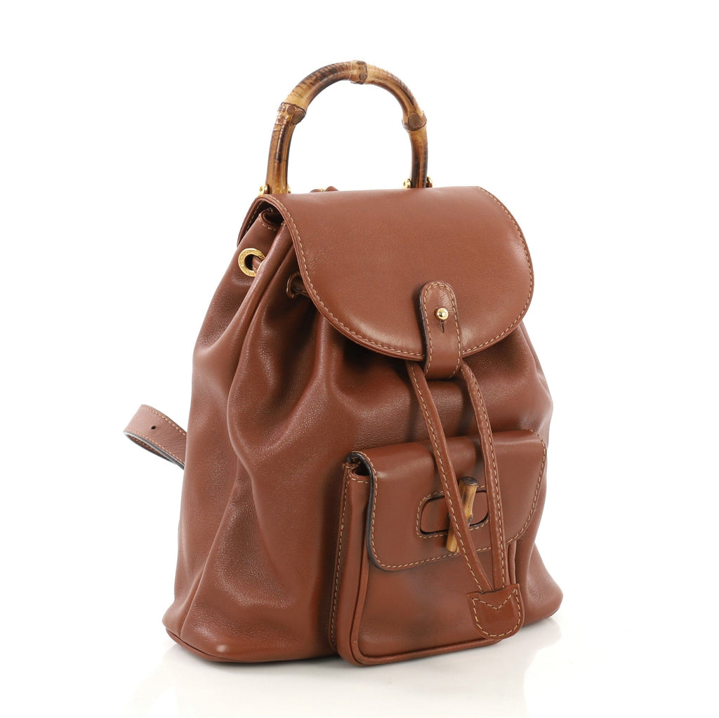 Vintage Bamboo Backpack Leather Mini