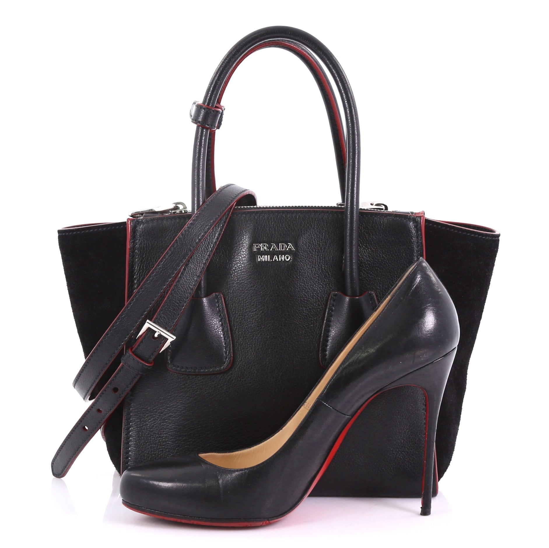Twin Pocket Tote Glace Calf and Suede Mini