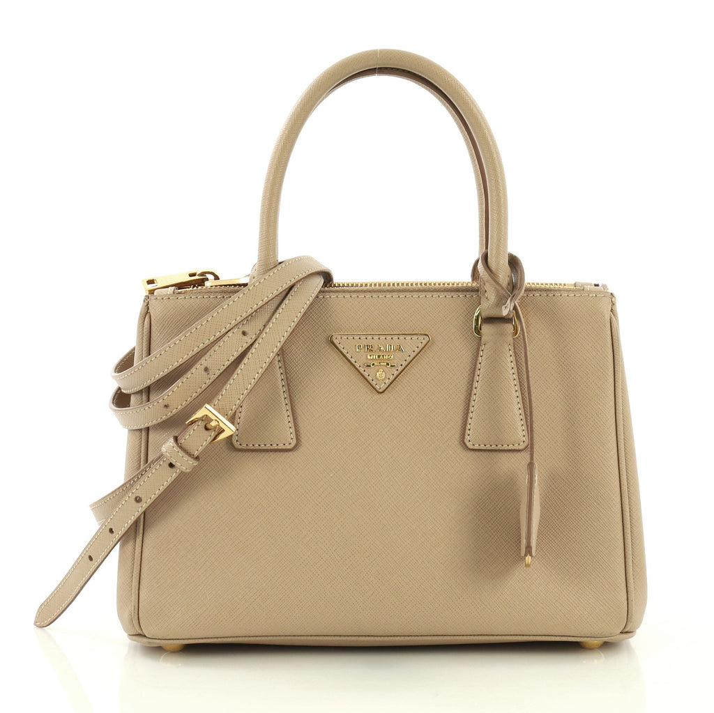 Double Zip Lux Tote Saffiano Leather Mini