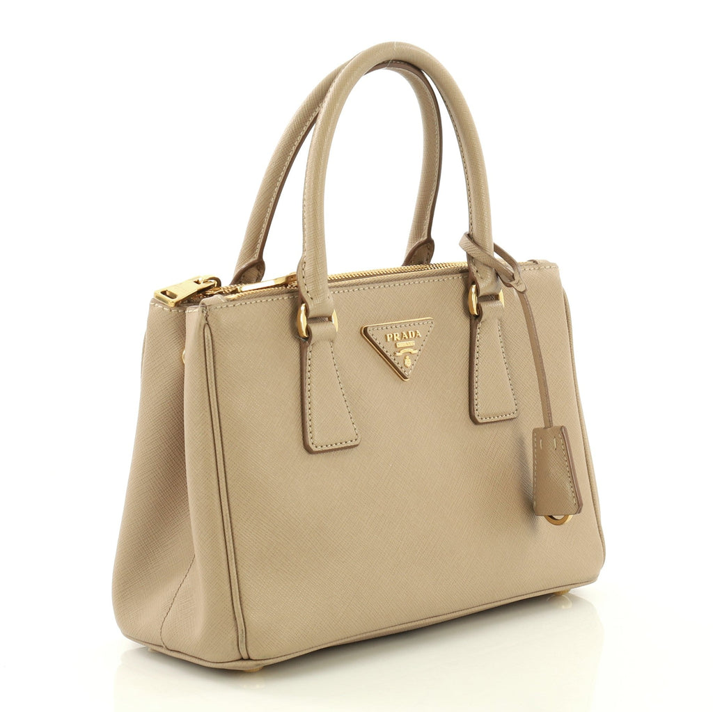 Double Zip Lux Tote Saffiano Leather Mini