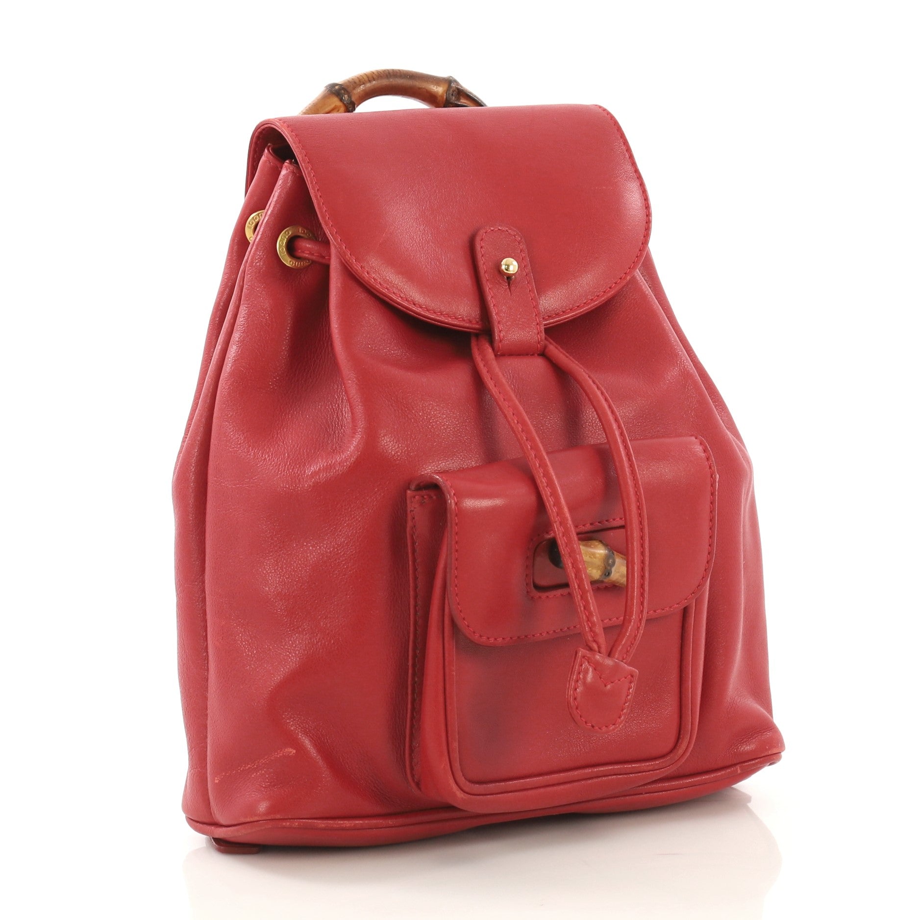 Vintage Bamboo Backpack Leather Mini