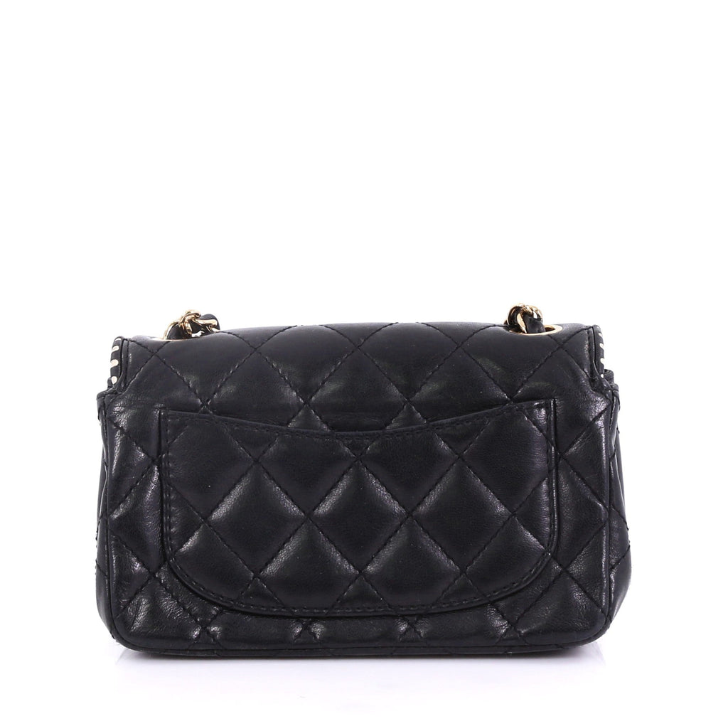 Vintage Punched Edge Classic Single Flap Bag Quilted Leather Mini