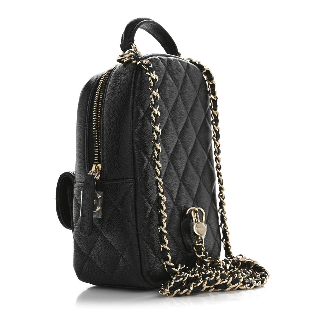 Caviar Quilted CC Mini Classic Backpack Black