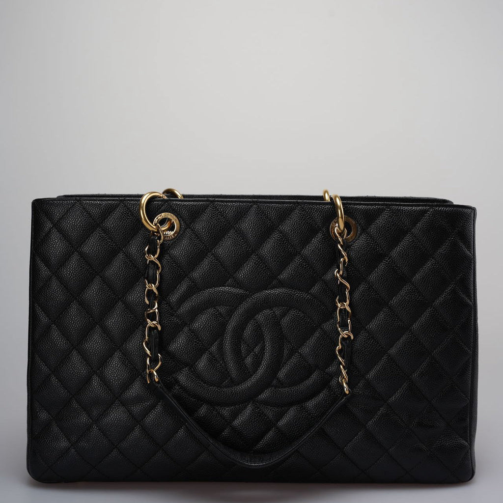 Chanel Large Grand Shopping Tote black GST Bag in Caviar Leather with Gold Hardware