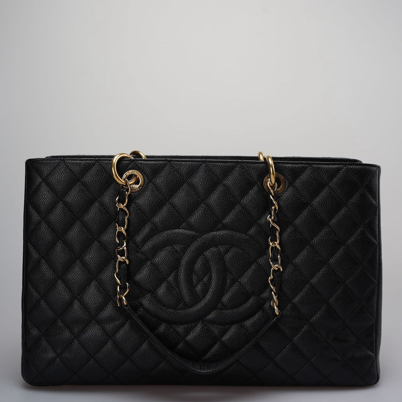 Chanel Large Grand Shopping Tote black GST Bag in Caviar Leather with Gold Hardware