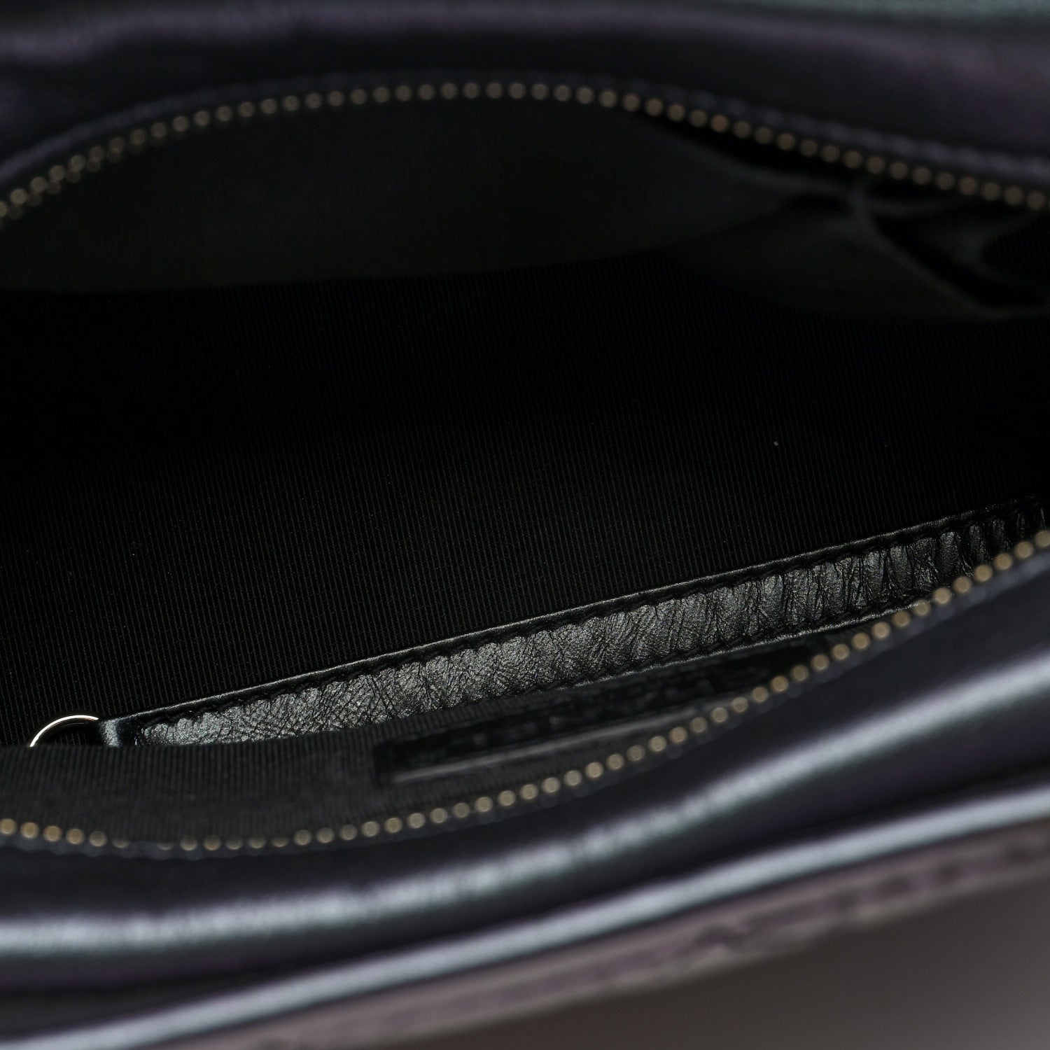 Iridescent Aged Calfskin Quilted Small Gabrielle Hobo Black