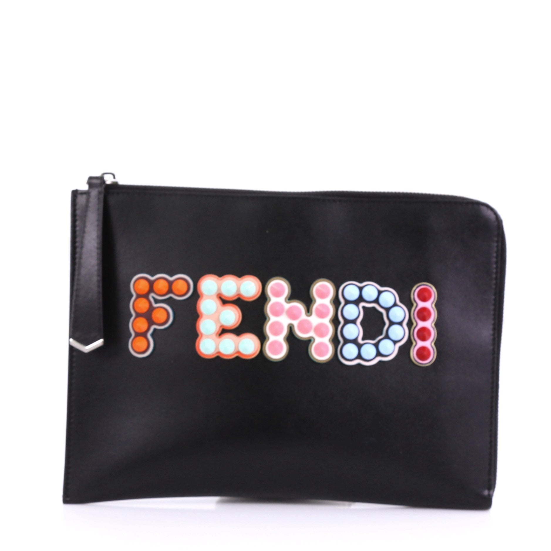 Flat Clutch Studded Leather