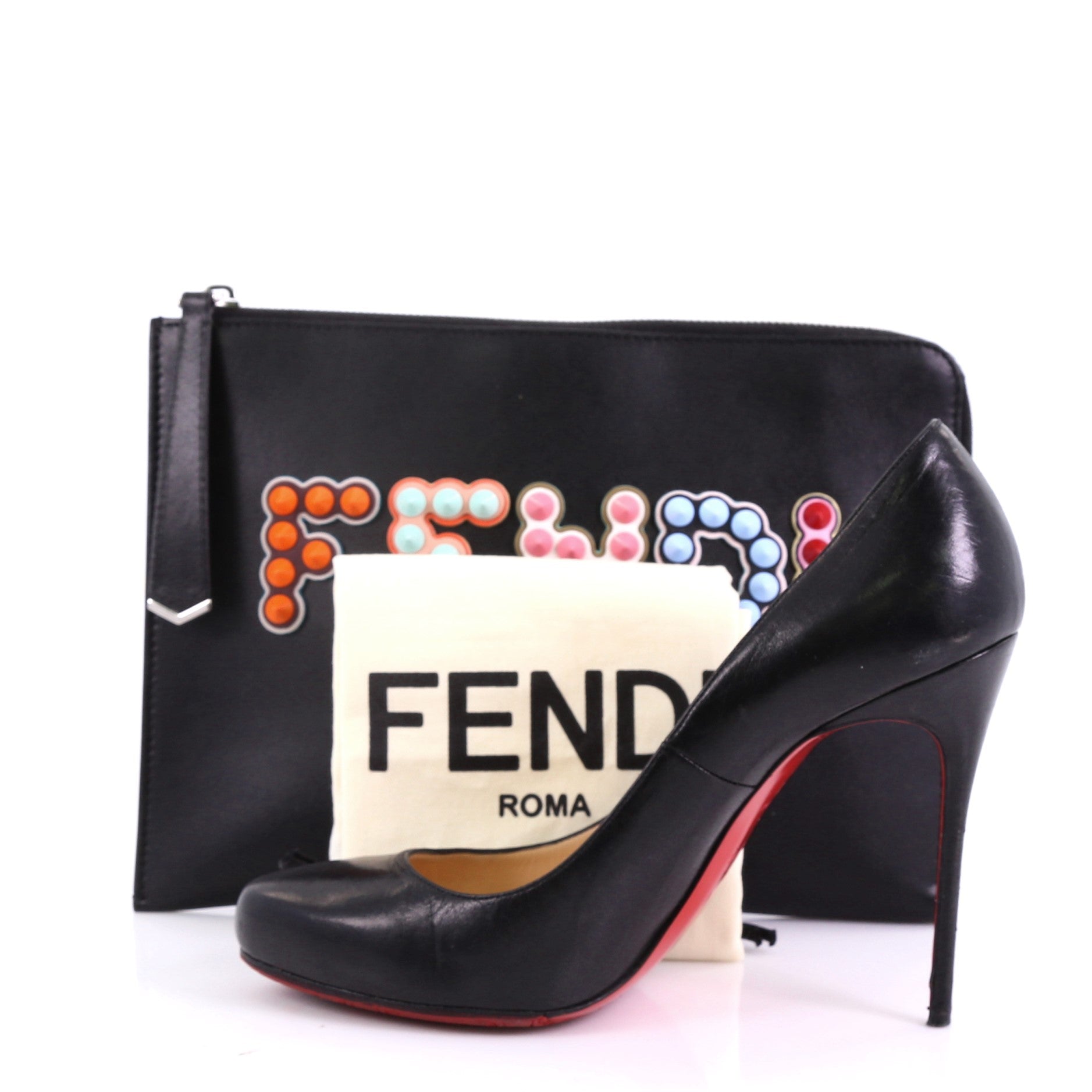 Flat Clutch Studded Leather