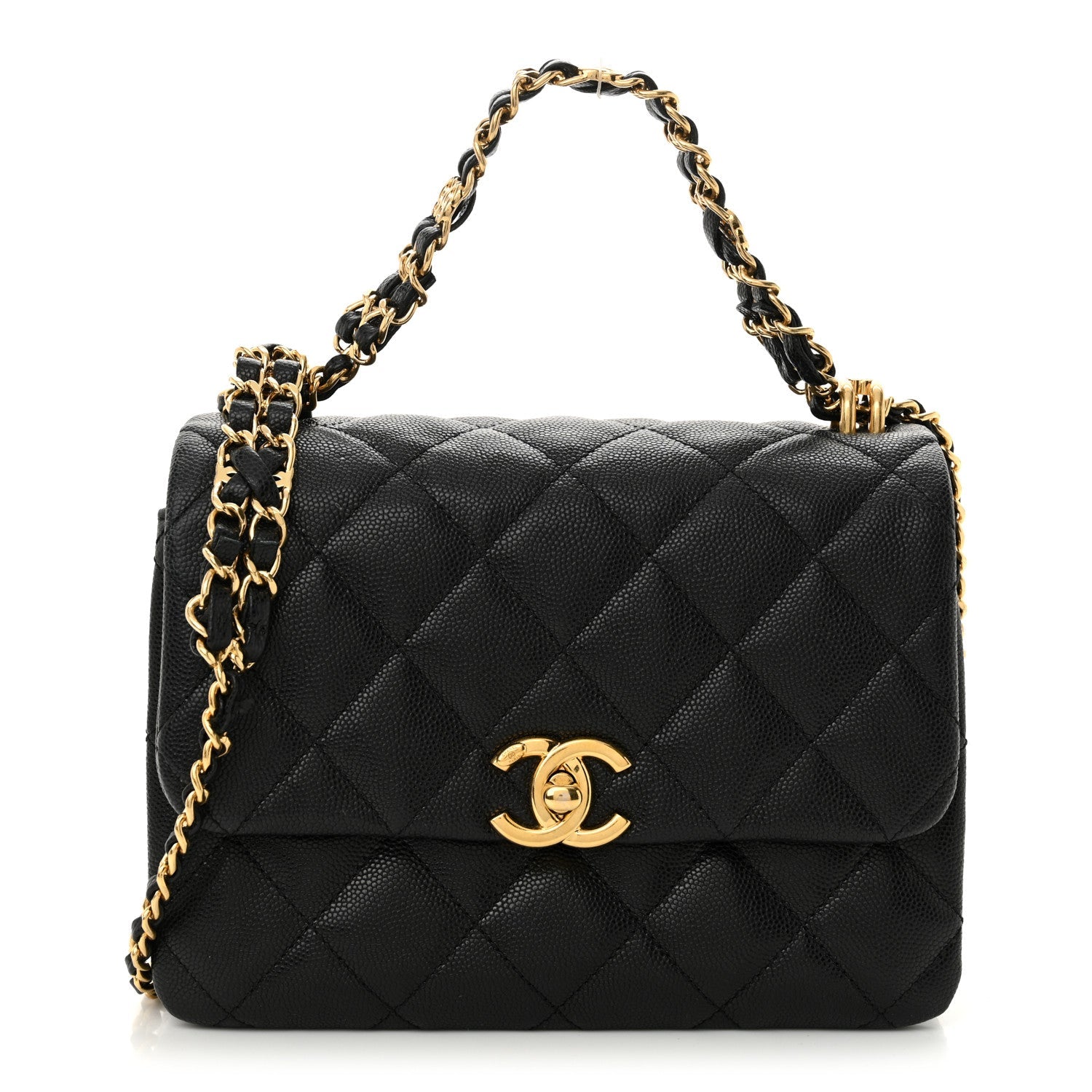 Caviar Quilted Coco First Flap Black