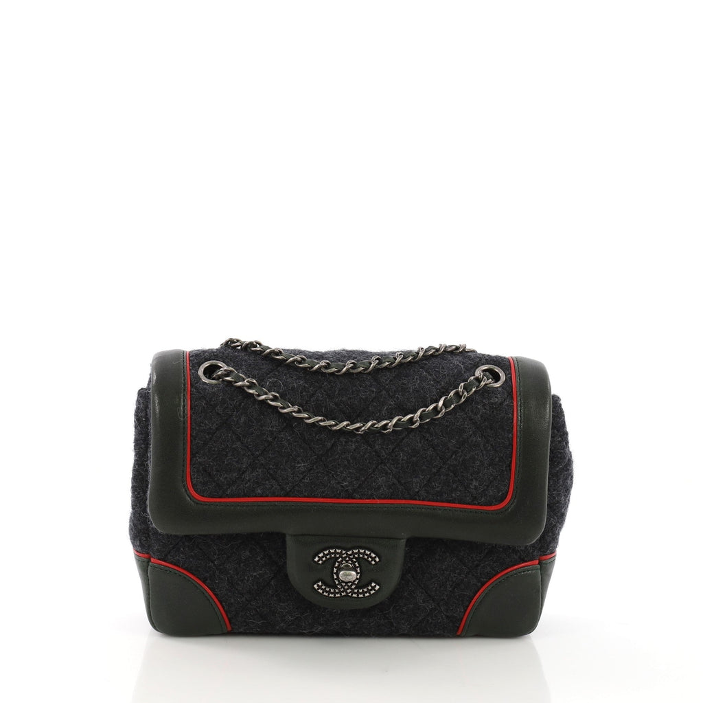 Bicolor CC Flap Bag Felt with Leather Mini
