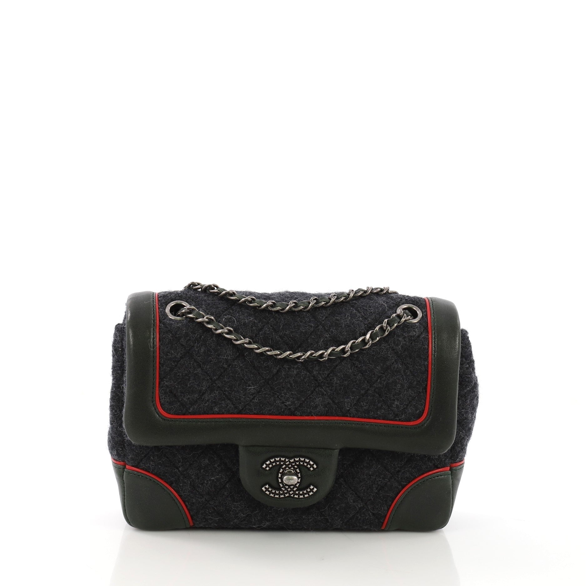 Bicolor CC Flap Bag Felt with Leather Mini