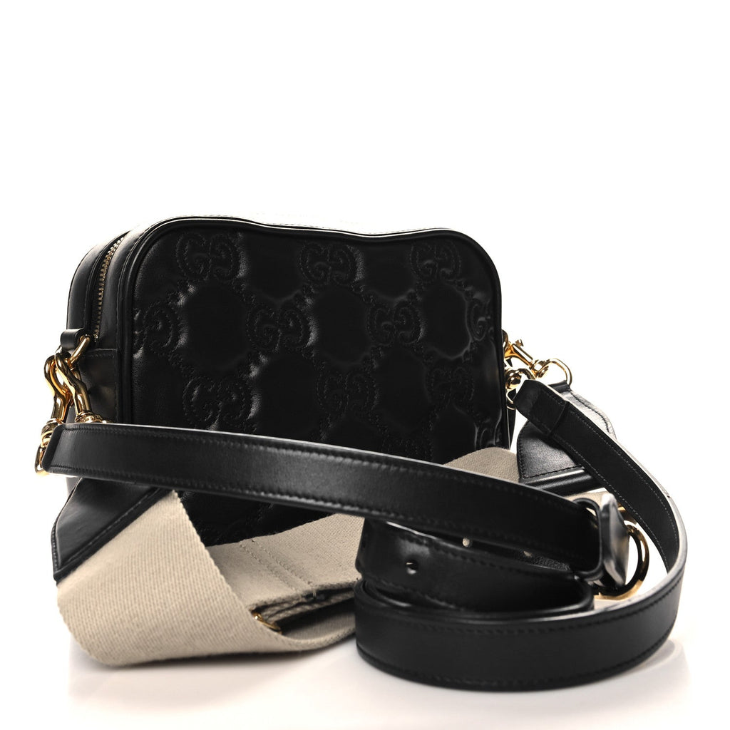 Calfskin GG Matelasse Shoulder Bag Black Natural