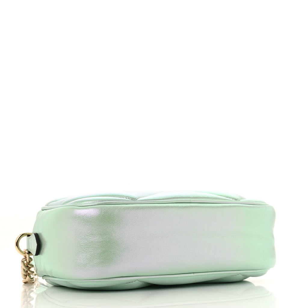 Iridescent Nappa Chevron Matelasse Small GG Marmont Chain Shoulder Bag Iridescent Salvy Green