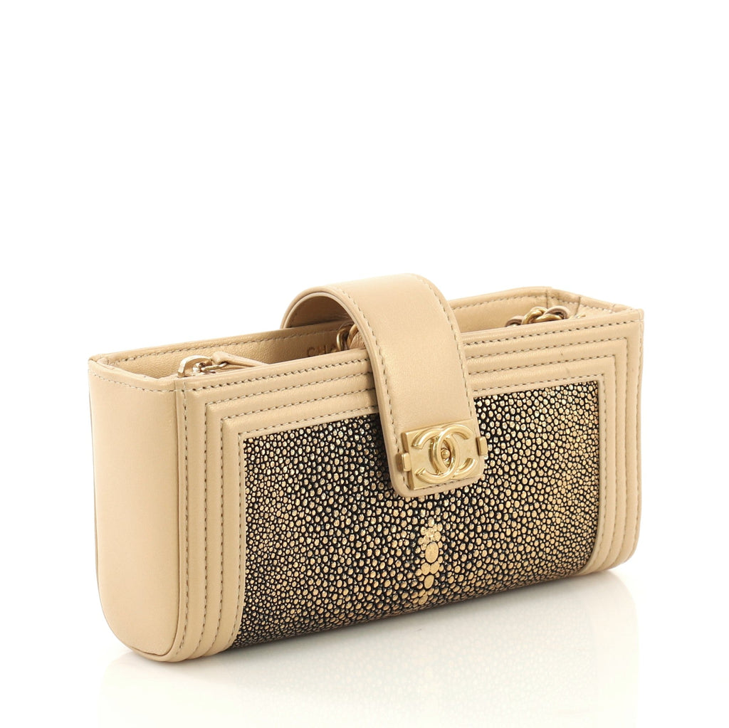 Boy Chain Phone Holder Crossbody Bag Stingray and Leather Mini