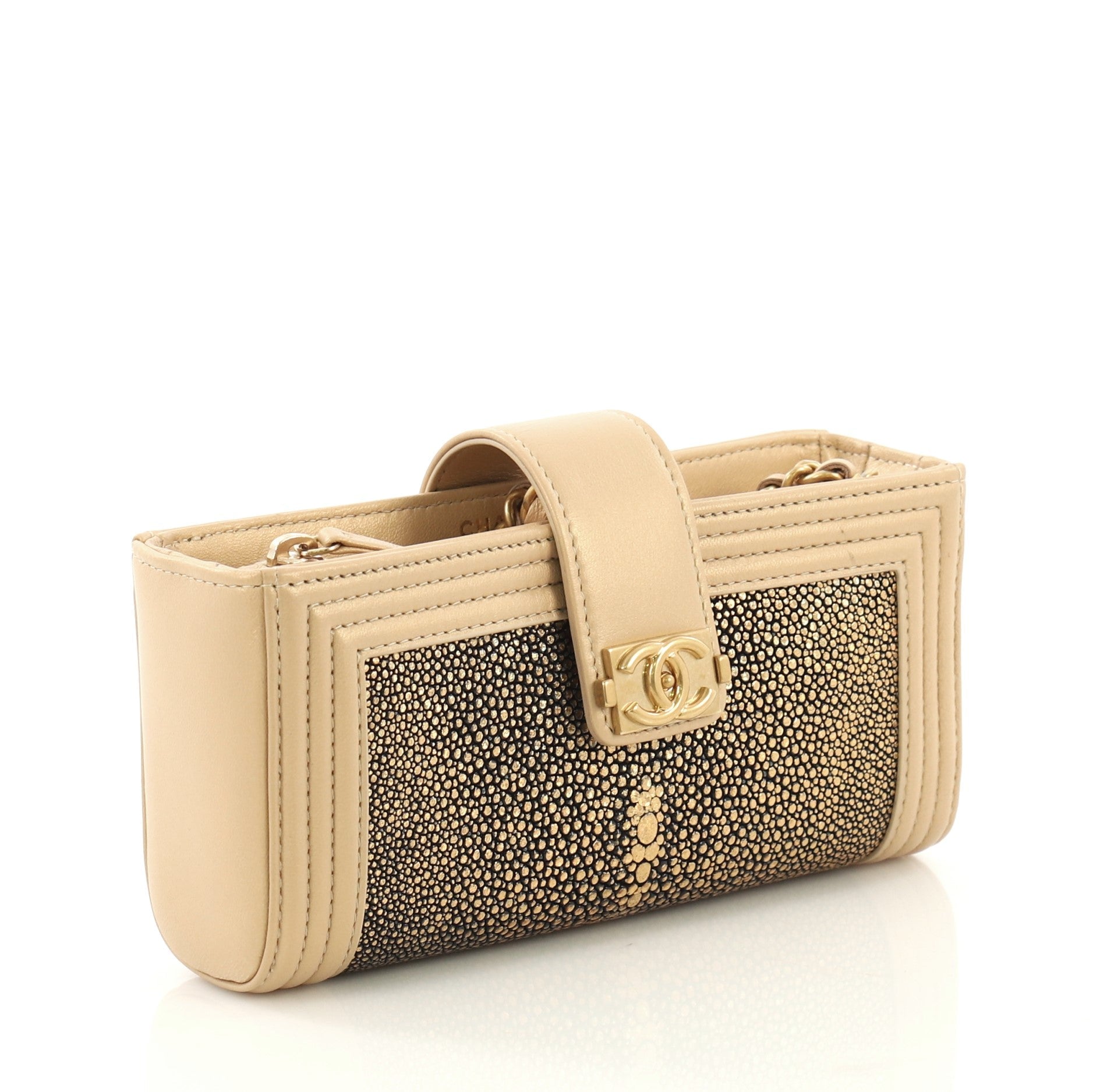 Boy Chain Phone Holder Crossbody Bag Stingray and Leather Mini