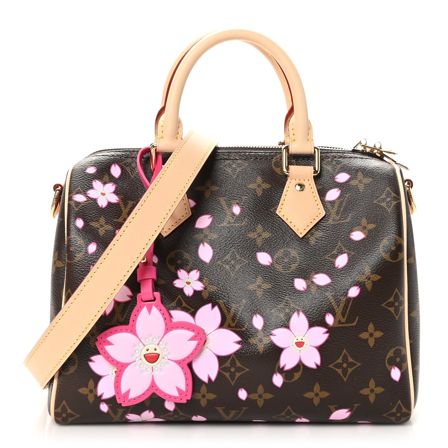 LV X TM Monogram Cherry Blossom Speedy Bandouliere 25 Sakura Brown