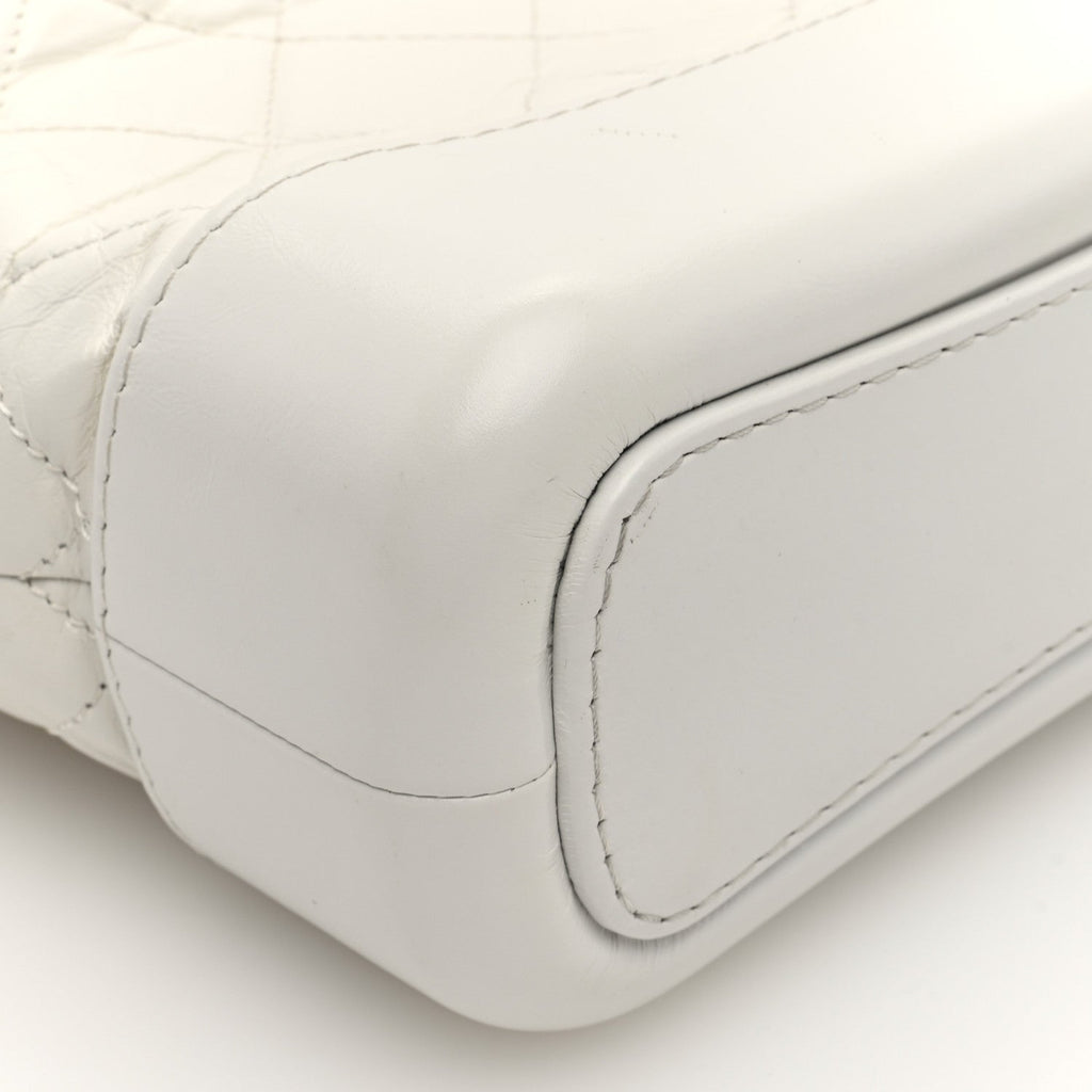 Aged Calfskin Quilted Small Gabrielle Hobo White