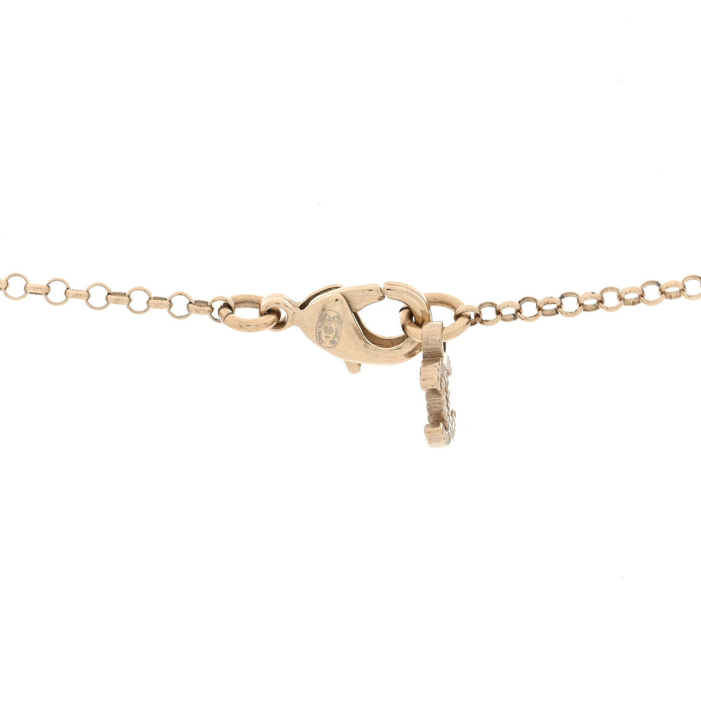 Resin Crystal CC Heart Necklace Pearly White Gold