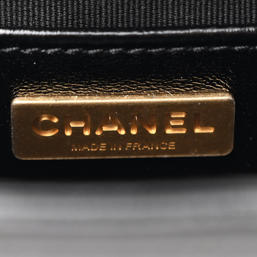 Shiny Lambskin Quilted Mini Cocodoc Top Handle Bag Black