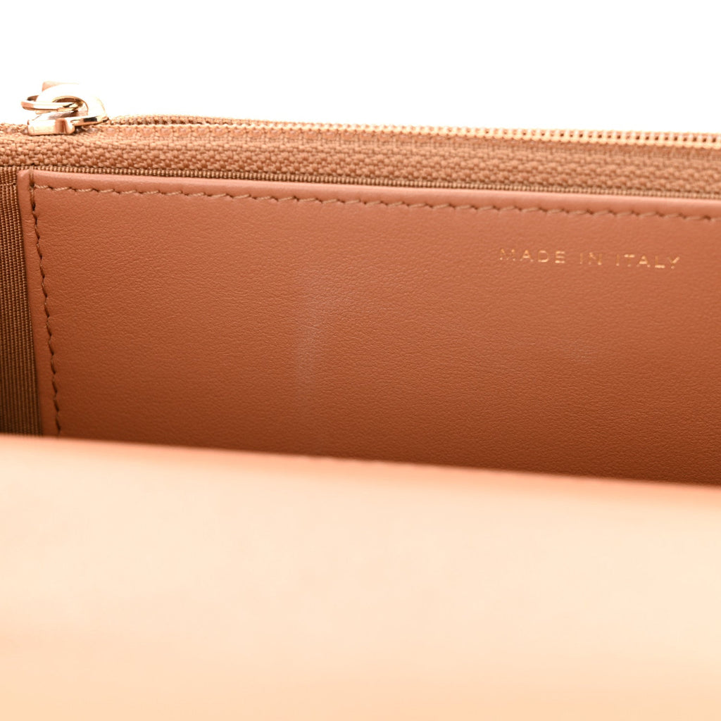 Lambskin Quilted Chanel 19 Wallet On Chain WOC Brown