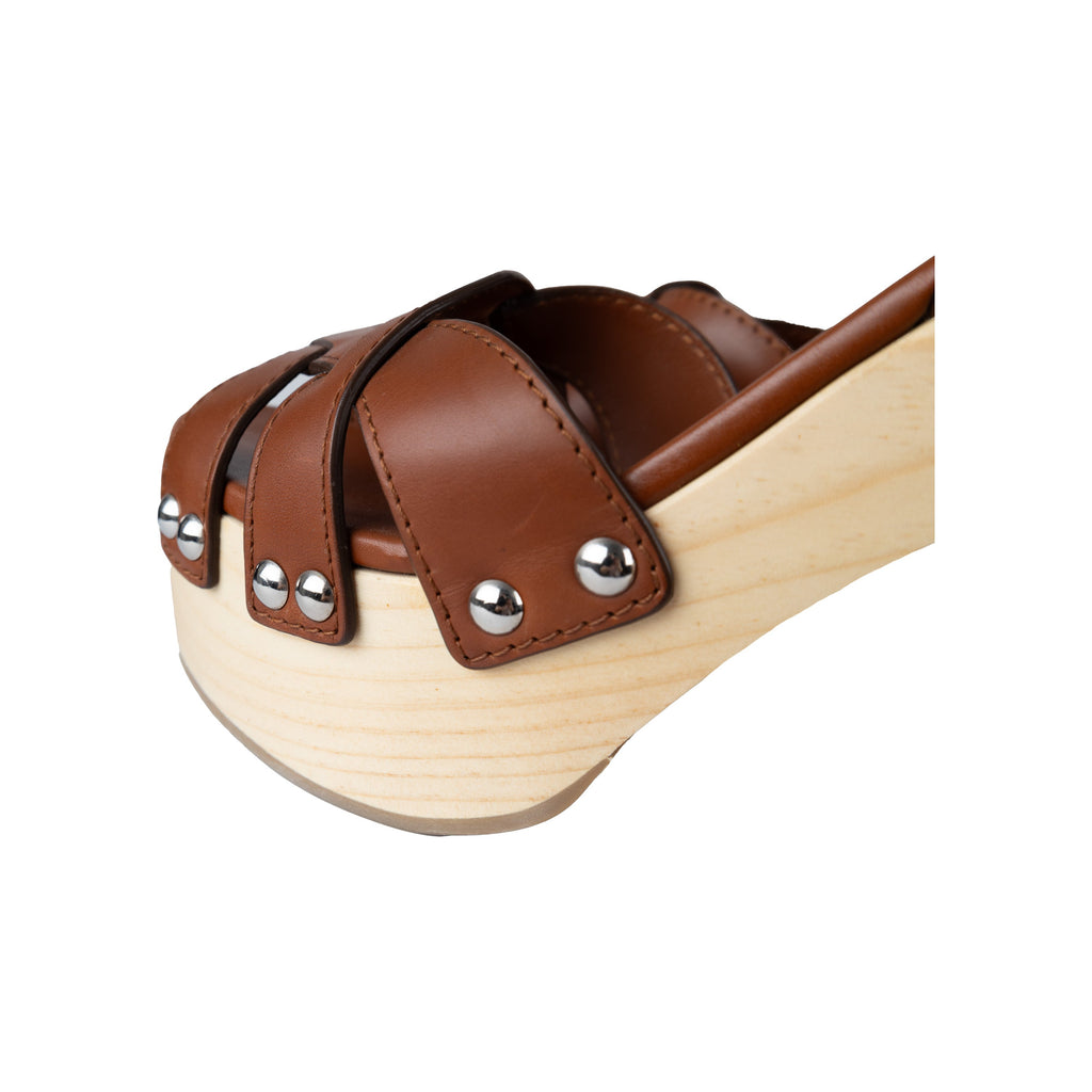 Women's Prada Wooden Platform Sandals - '10s