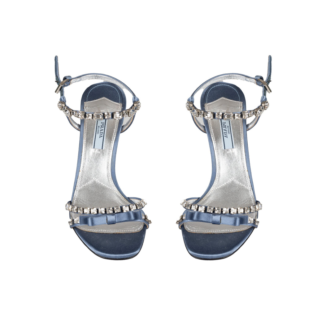 Women's Prada Crystal-Embellished Satin Sandals - '10s