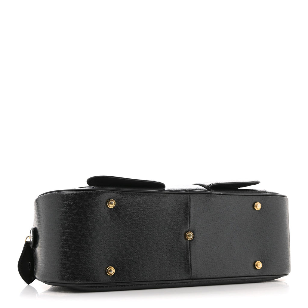 Patent Calfskin Embossed Saddle Bowler Black