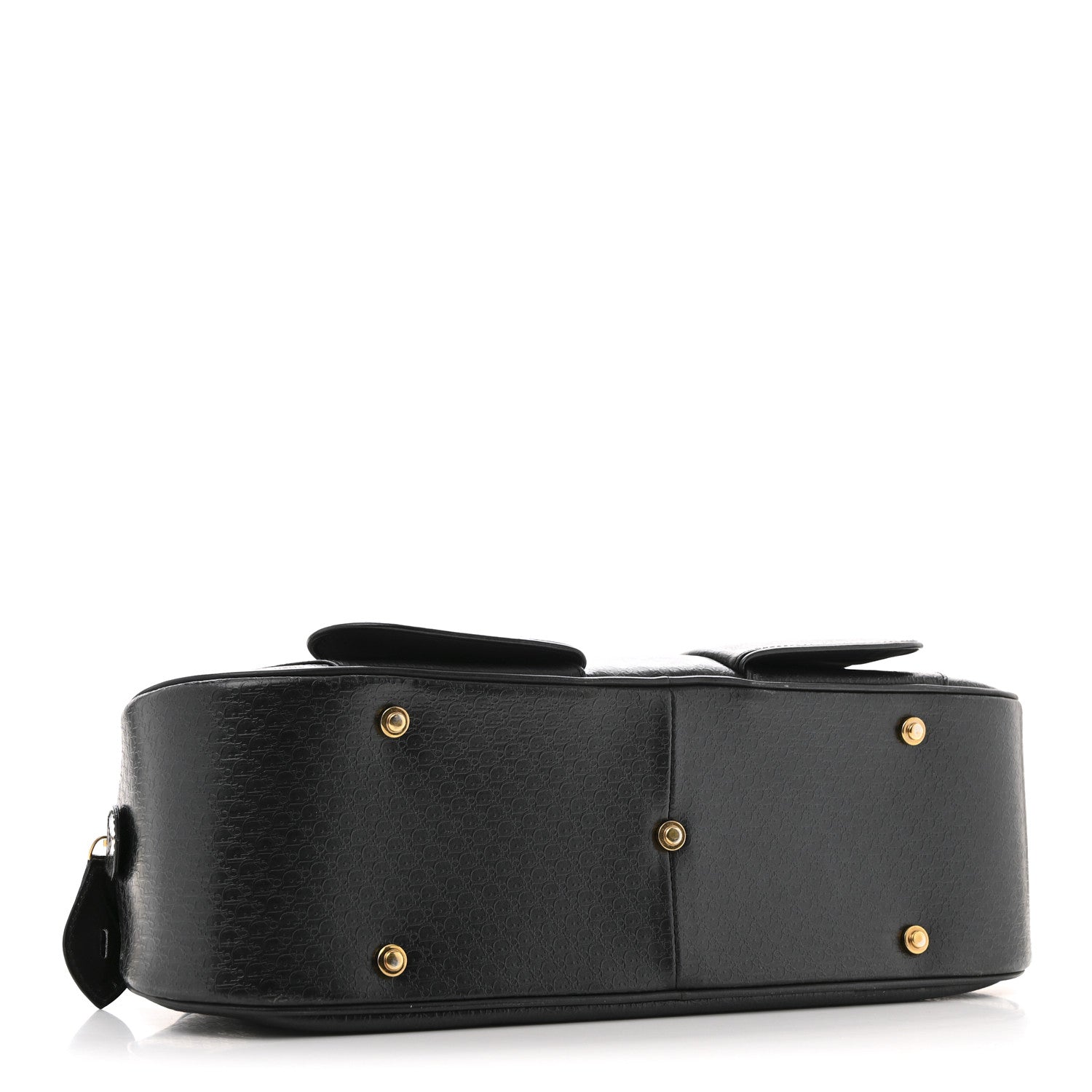 Patent Calfskin Embossed Saddle Bowler Black