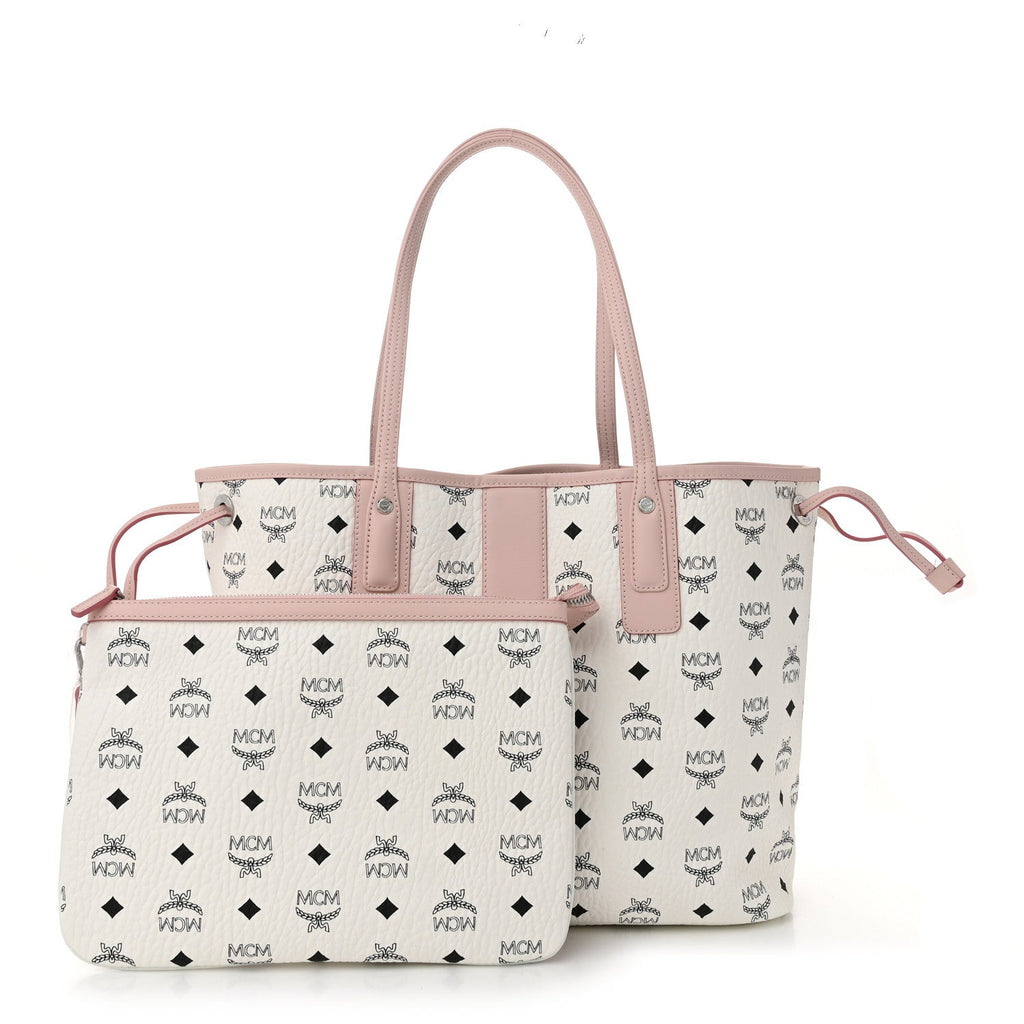 Visetos Medium Liz Reversible Shopper Tote White Soft Pink