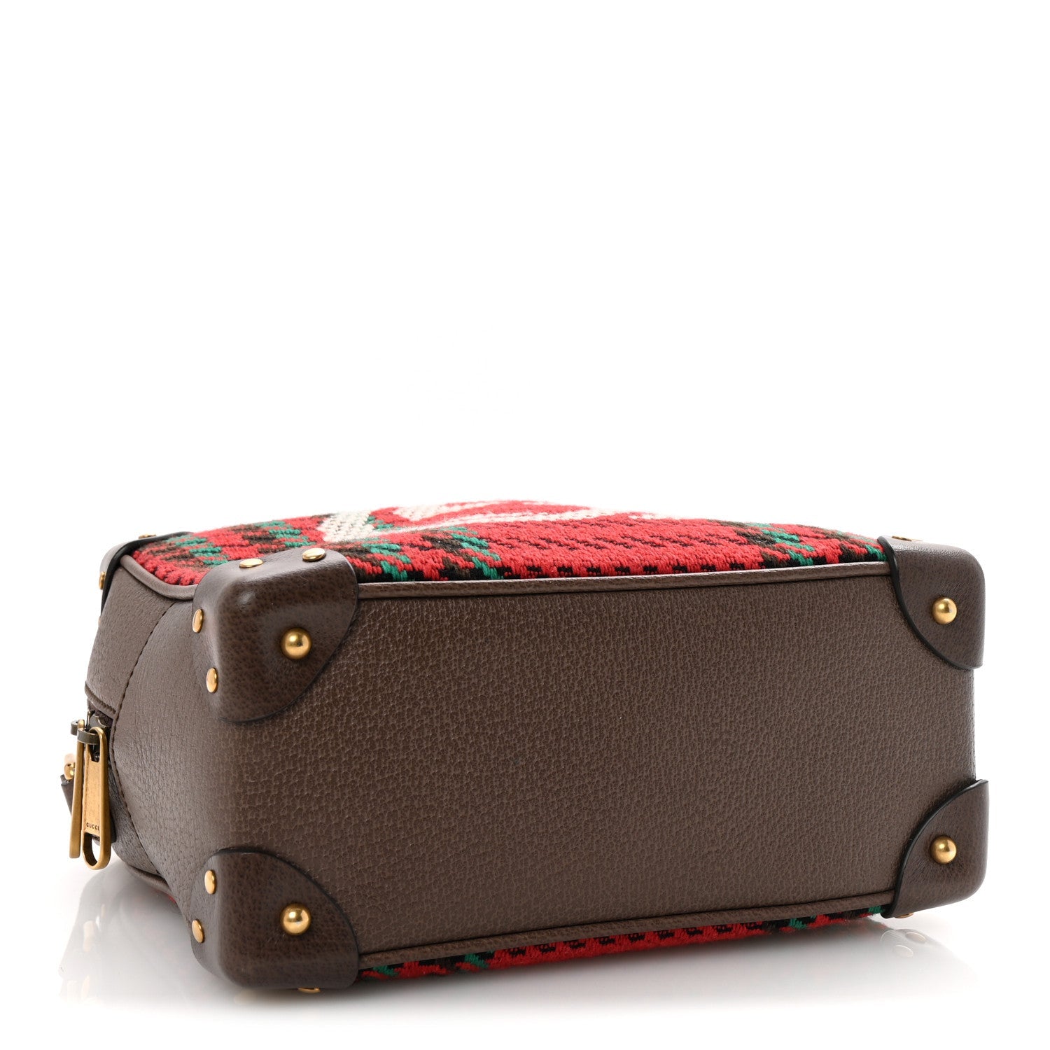 Cotton Wool Textured Calfskin Houndstooth Woven Square Messenger Bag Red Green Ivory Multicolor New Acero