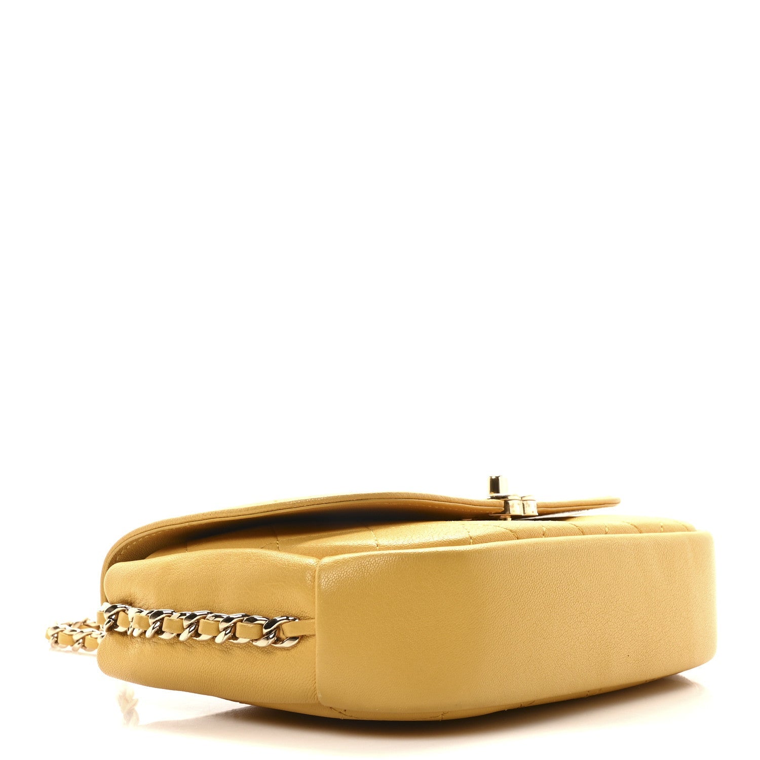 Goatskin Stitched Casual Trip Single Flap Yellow