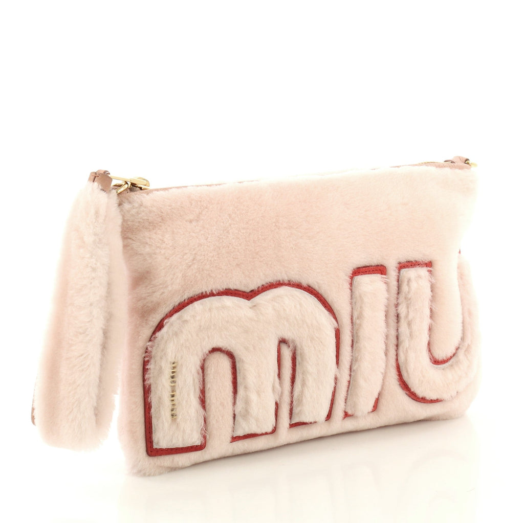 Logo Chain Clutch Shearling