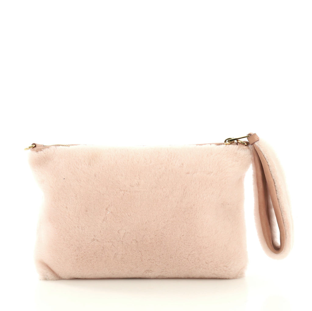 Logo Chain Clutch Shearling