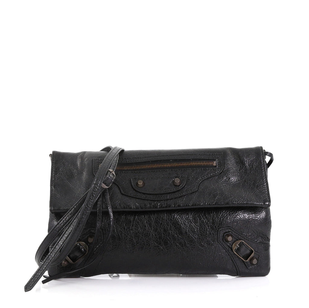 Envelope Strap Clutch Classic Studs Leather