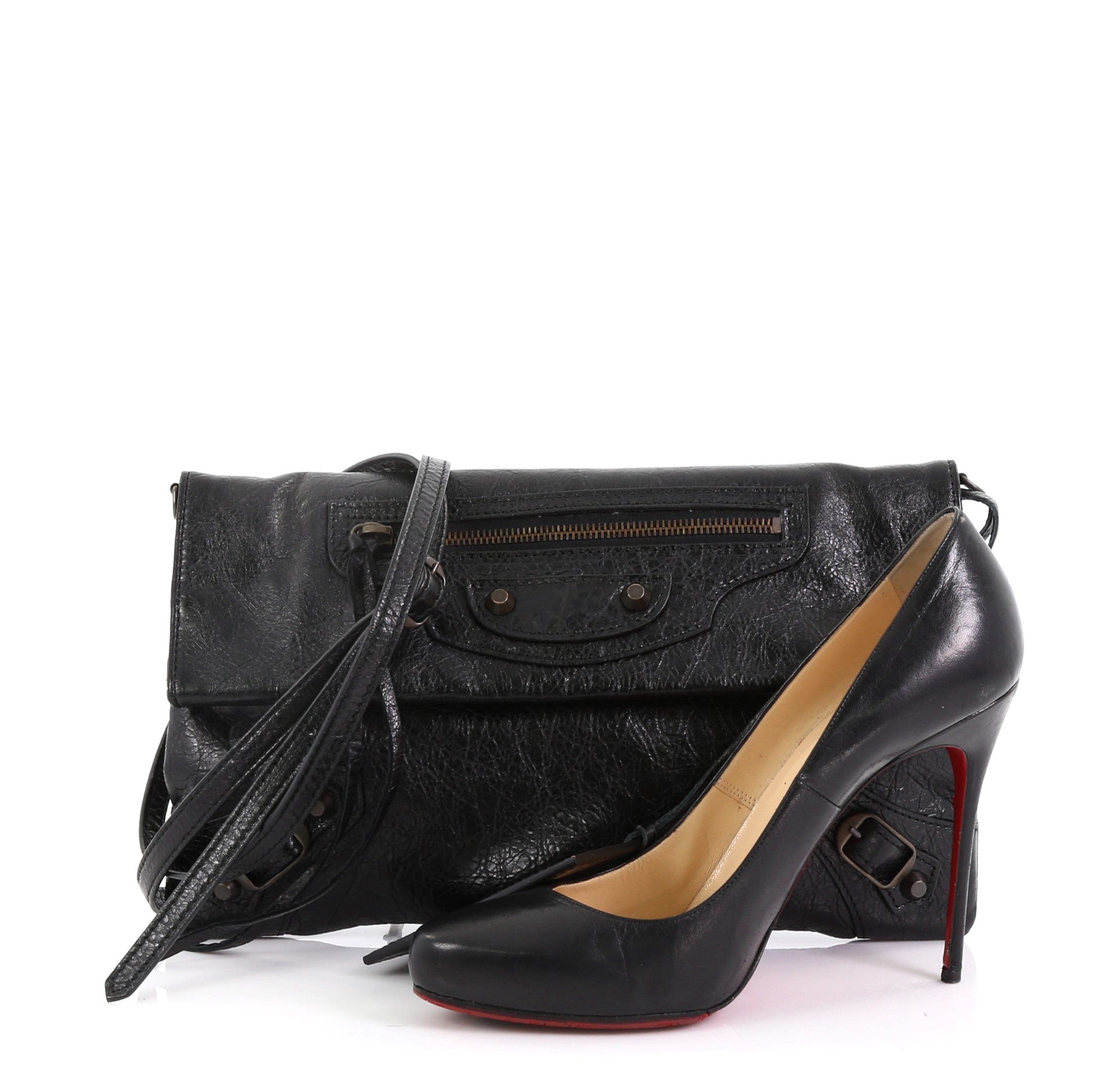 Envelope Strap Clutch Classic Studs Leather