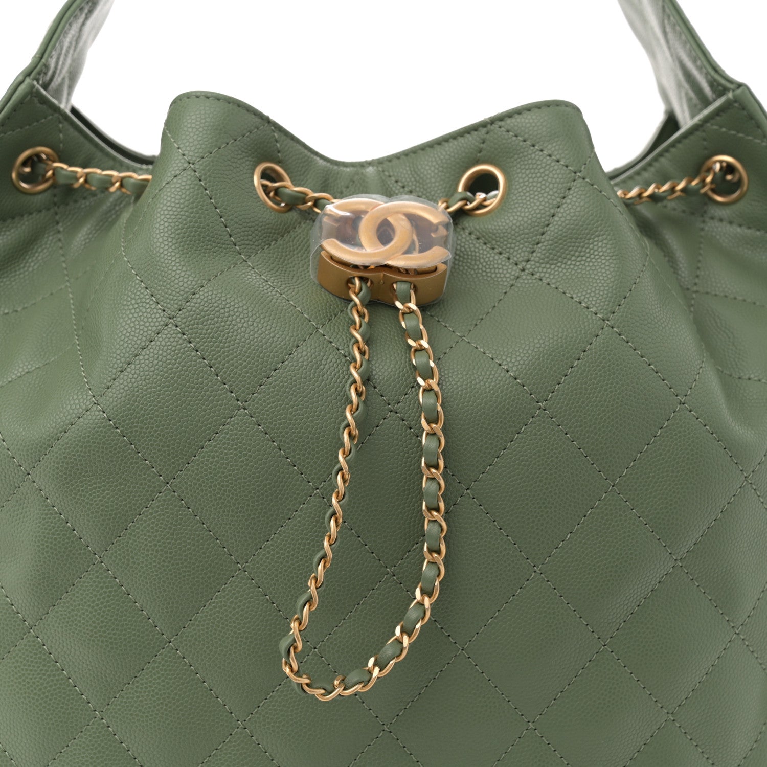 Caviar Quilted Medium Chanel 25 Handbag Khaki