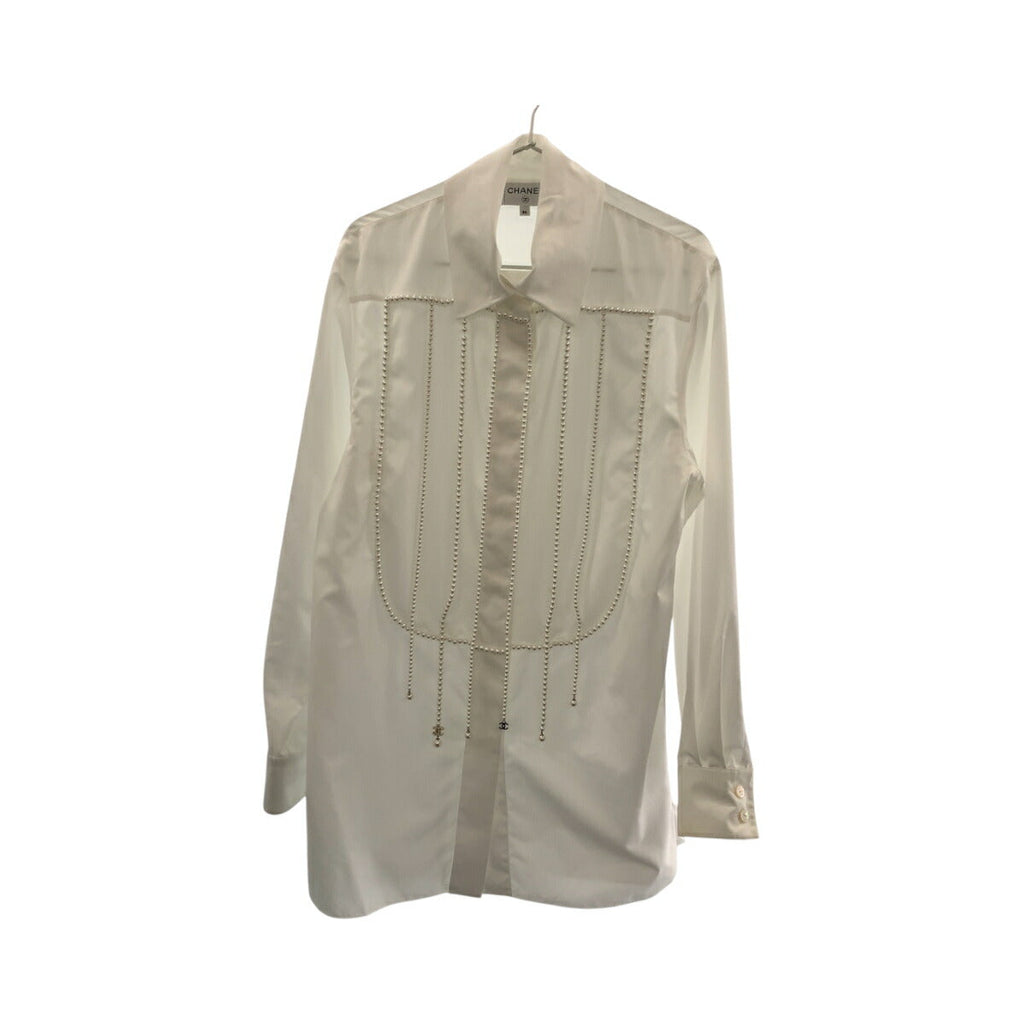 Chanel Coco Mark Sequin Pearl Polyester Shirt