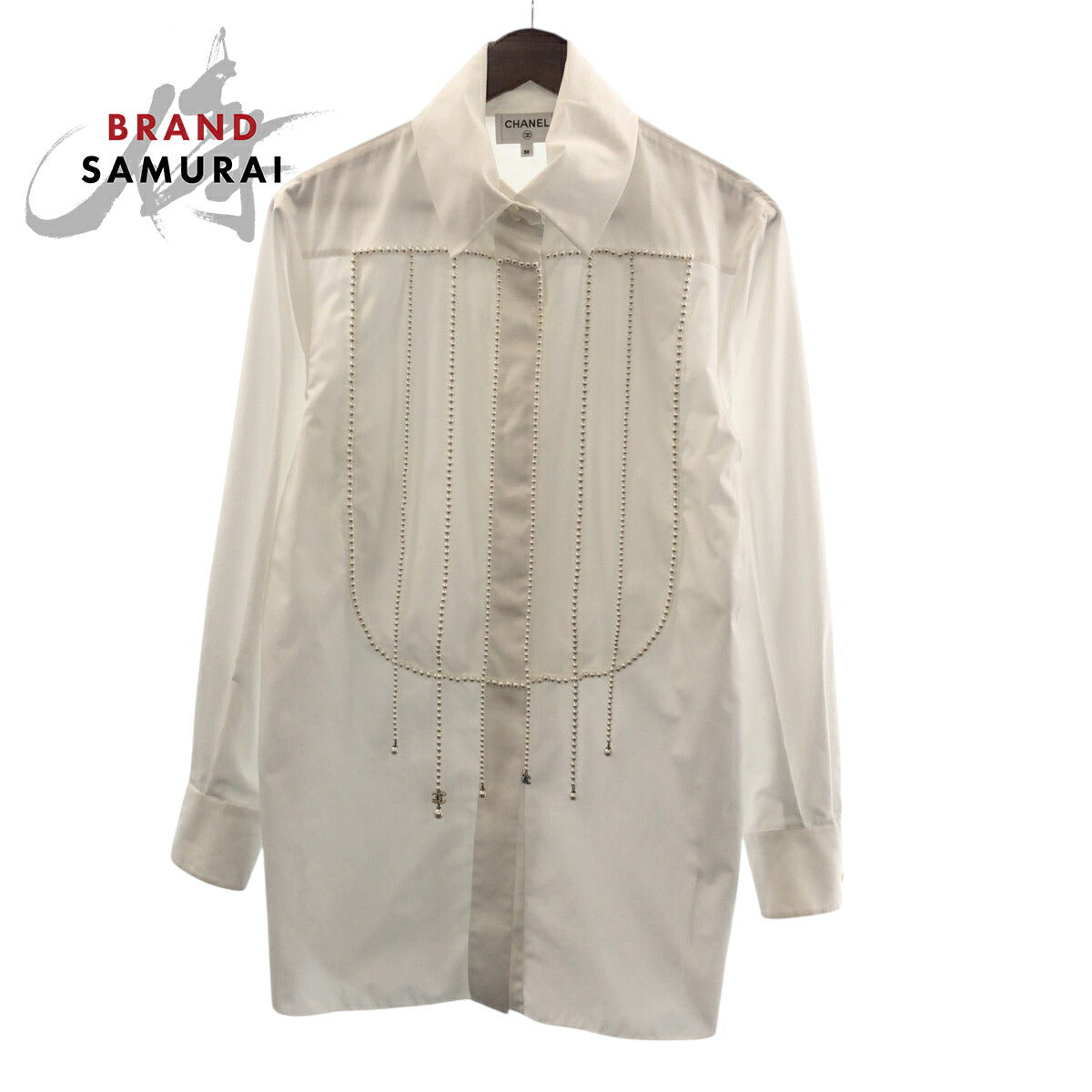 Chanel Coco Mark Sequin Pearl Polyester Shirt