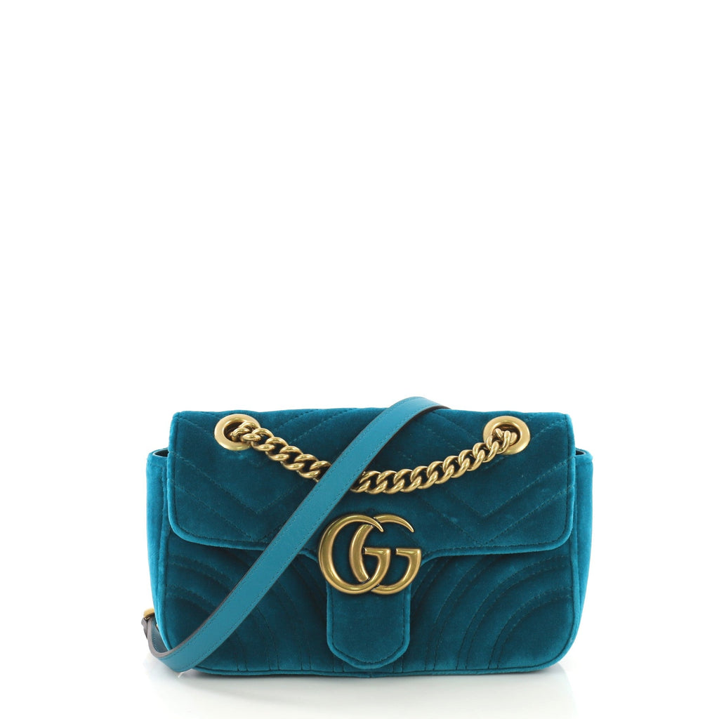 GG Marmont Flap Bag Matelasse Velvet Mini