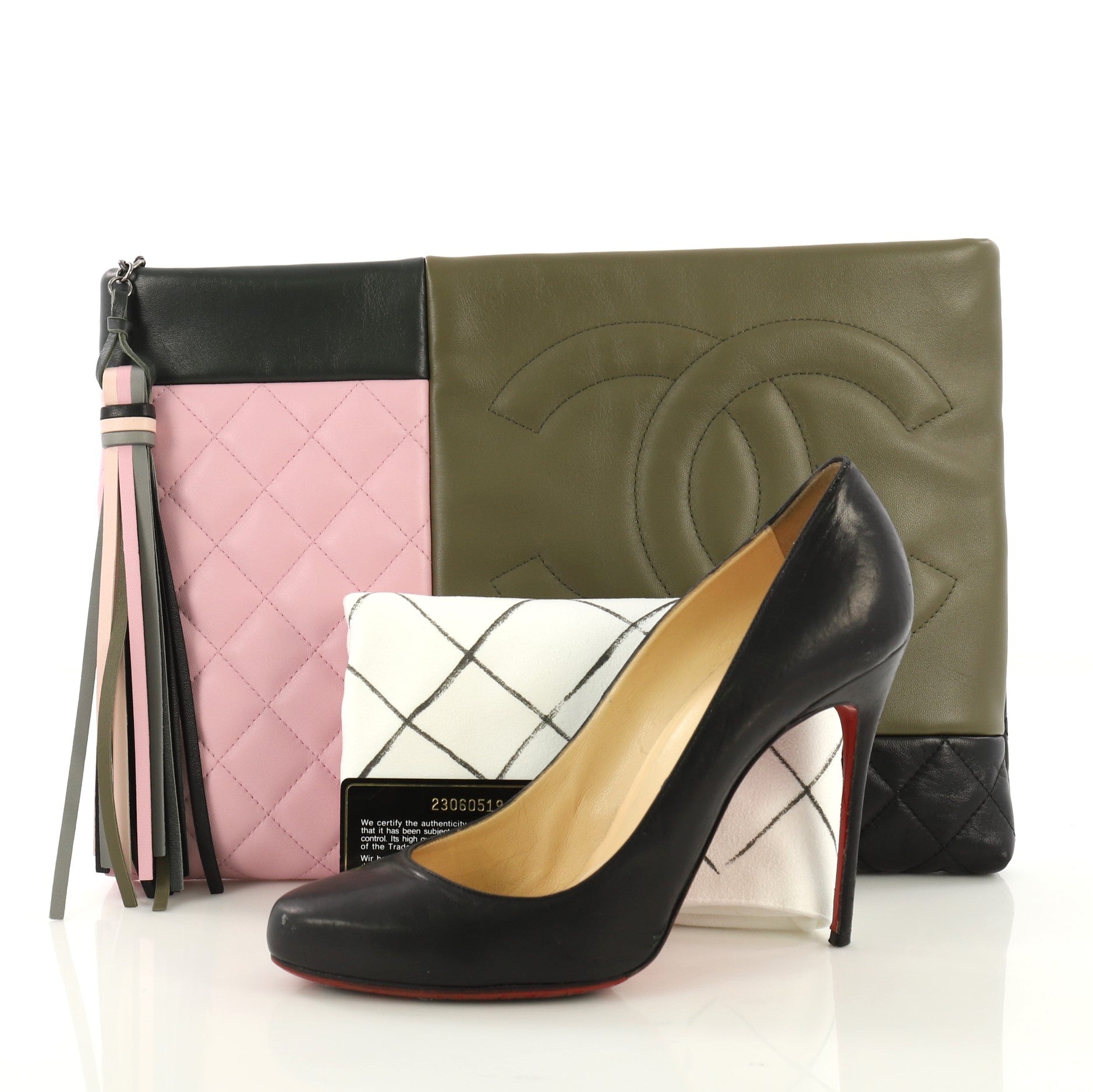 O Case Clutch Colorblock Leather Large