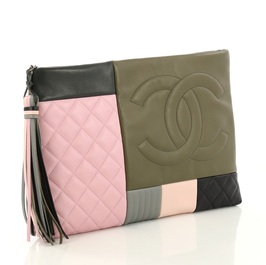 O Case Clutch Colorblock Leather Large