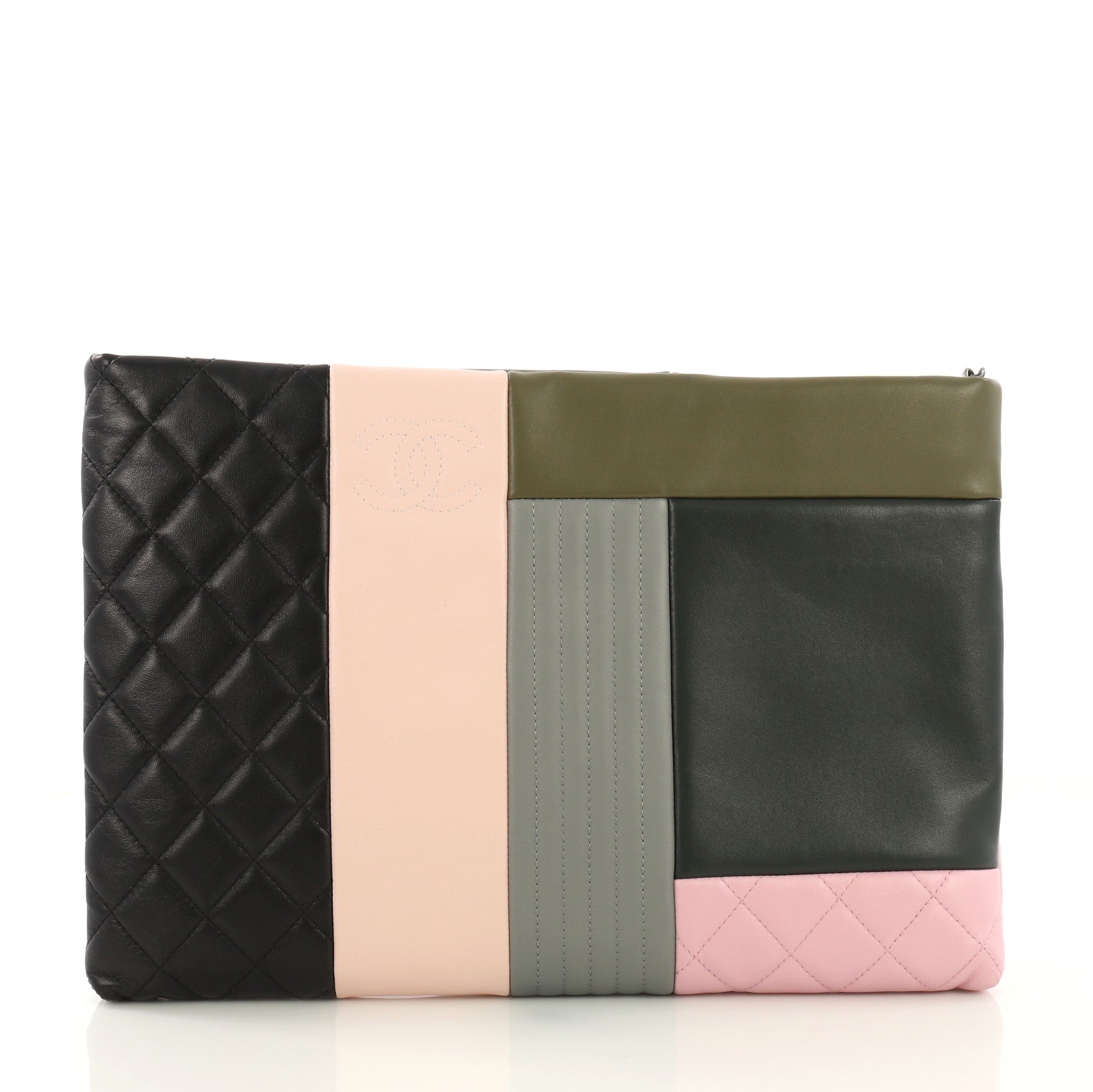 O Case Clutch Colorblock Leather Large
