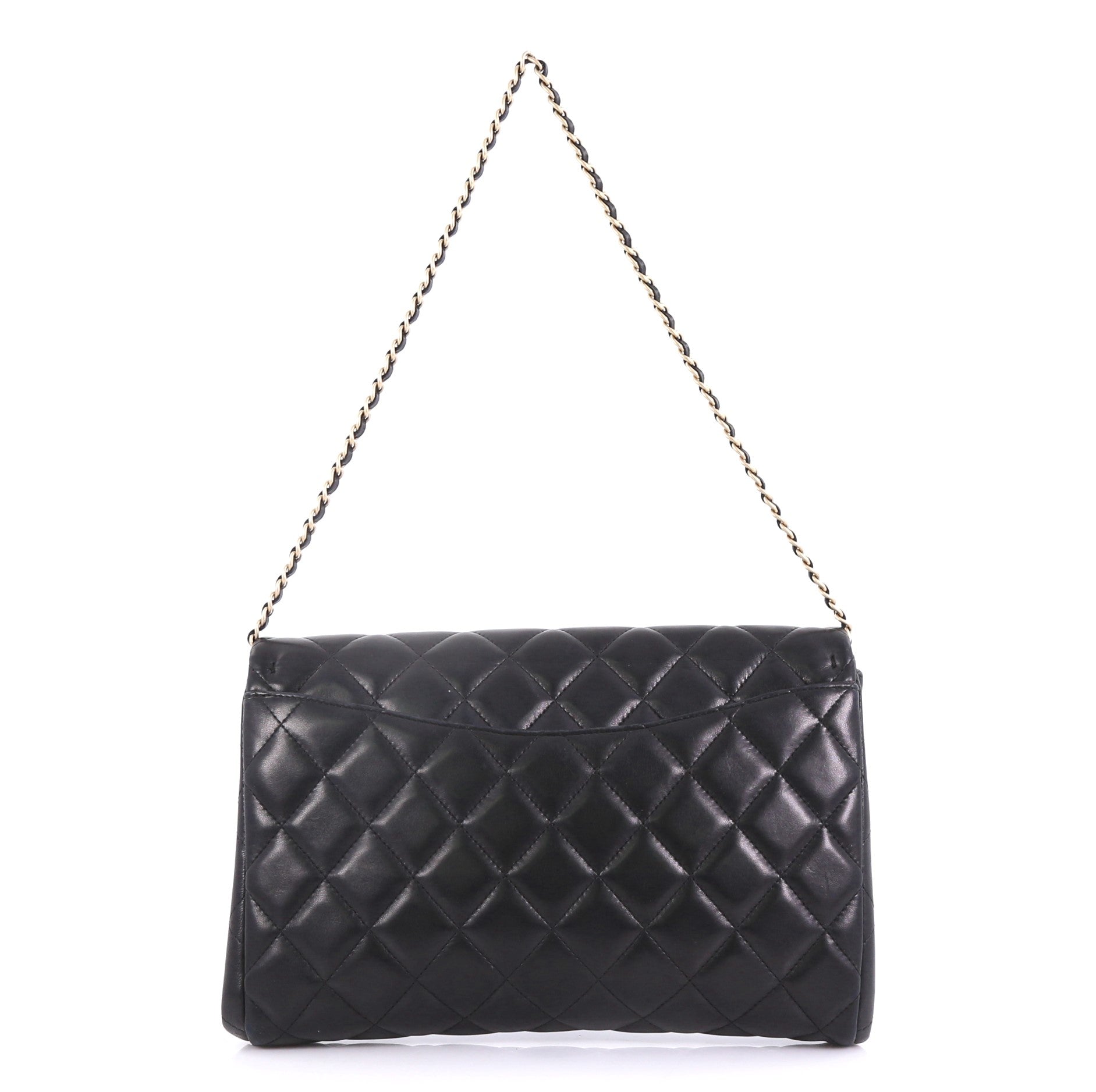Clutch with Chain Quilted Lambskin