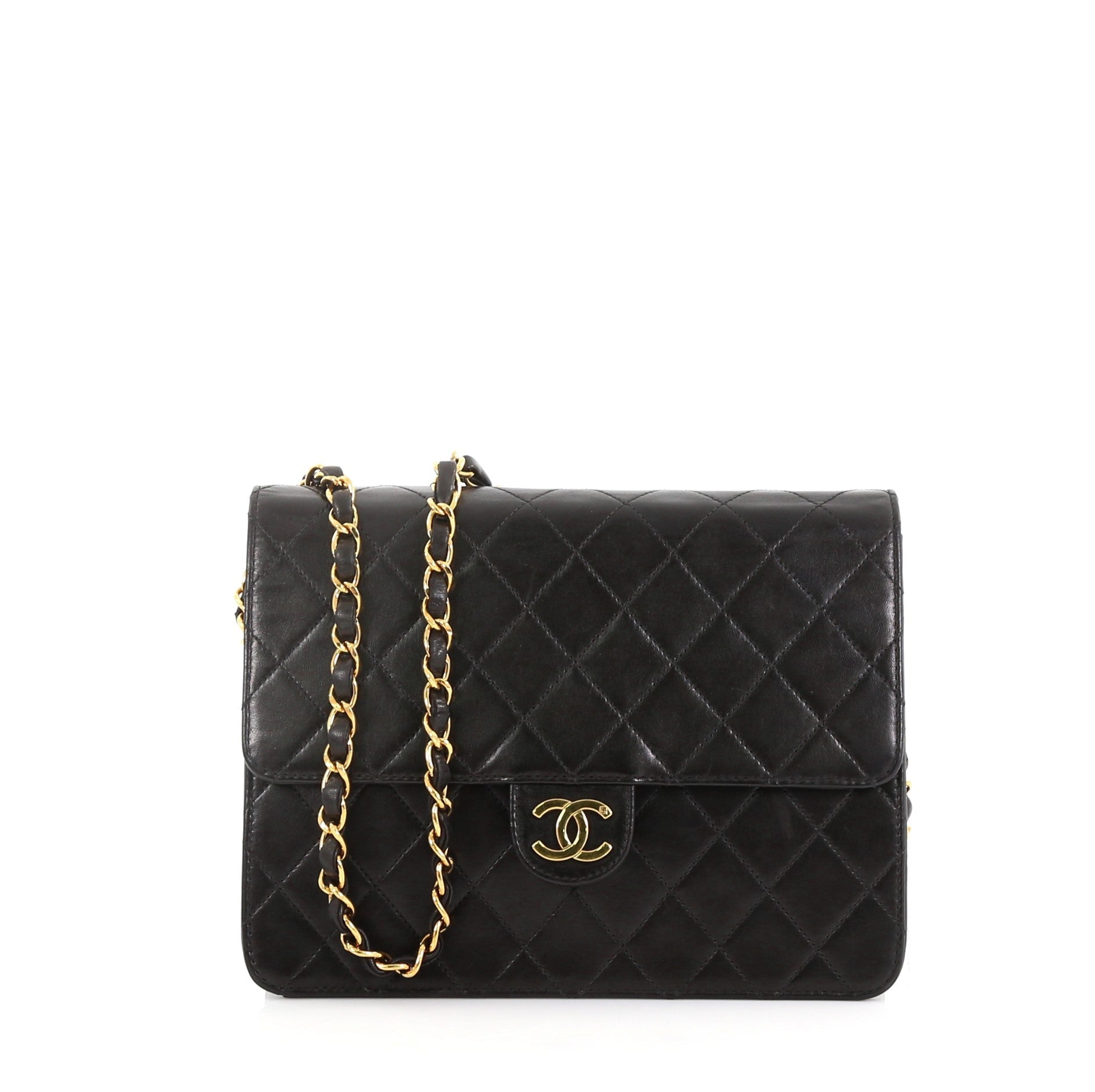 Vintage Clutch with Chain Quilted Leather Small