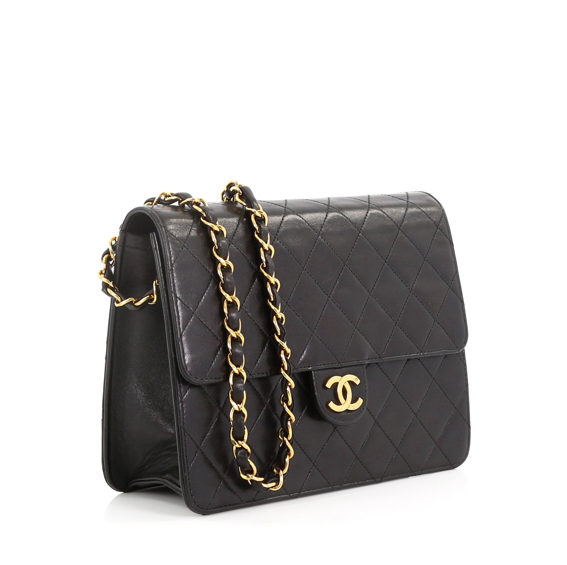 Vintage Clutch with Chain Quilted Leather Small