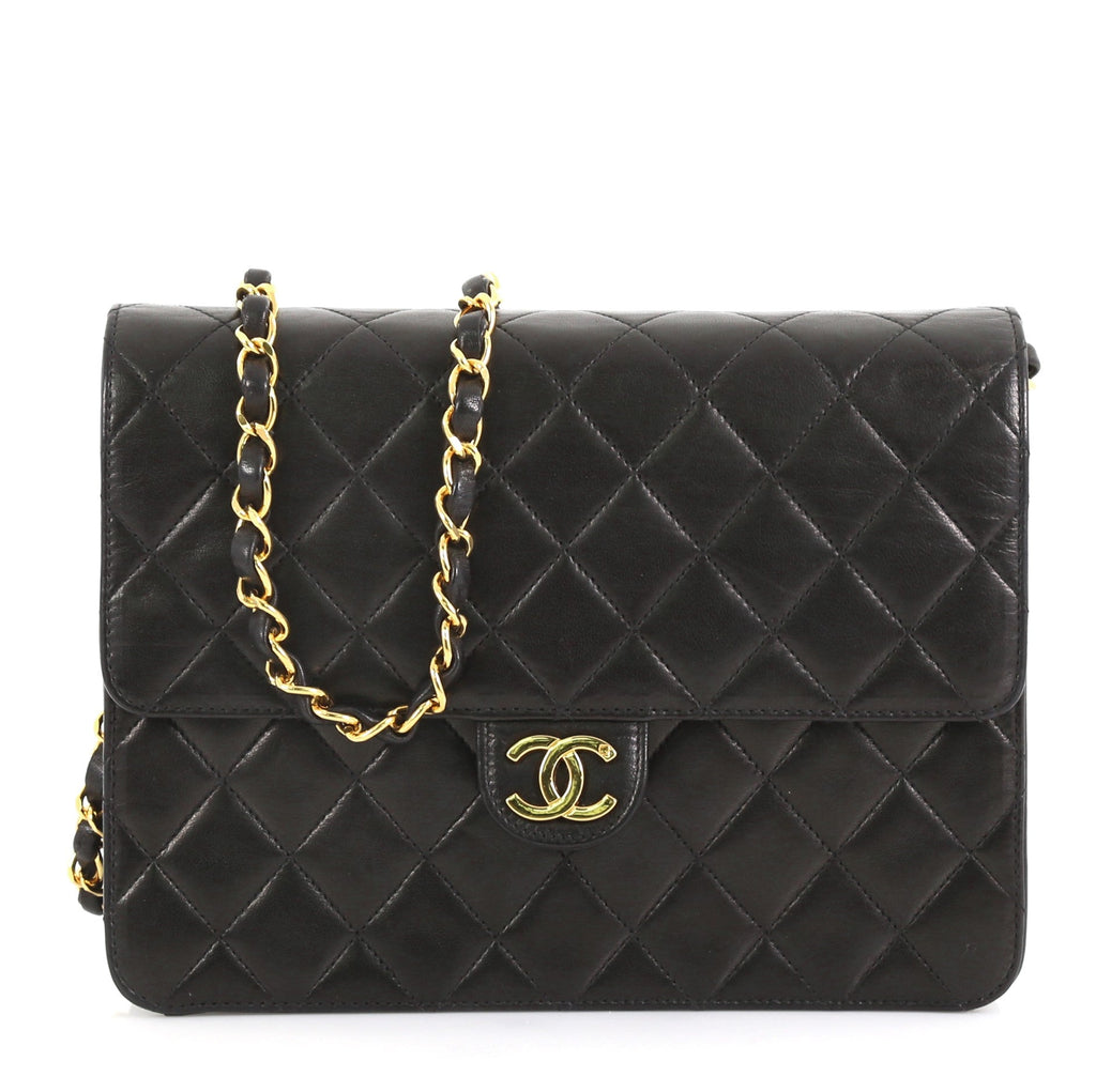 Vintage Clutch with Chain Quilted Leather Small