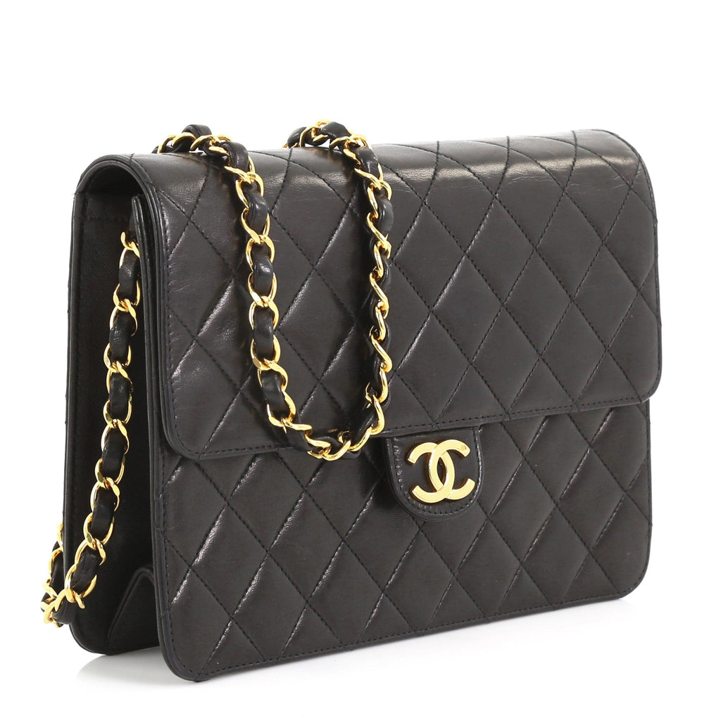 Vintage Clutch with Chain Quilted Leather Small