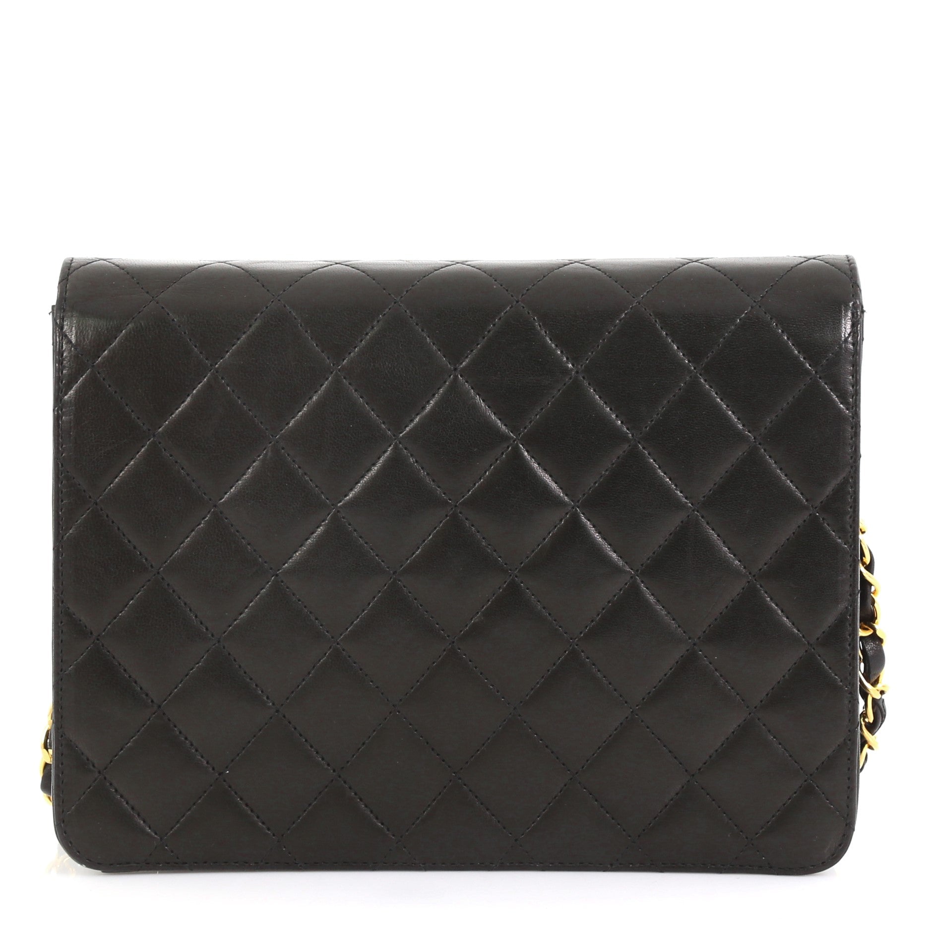 Vintage Clutch with Chain Quilted Leather Small