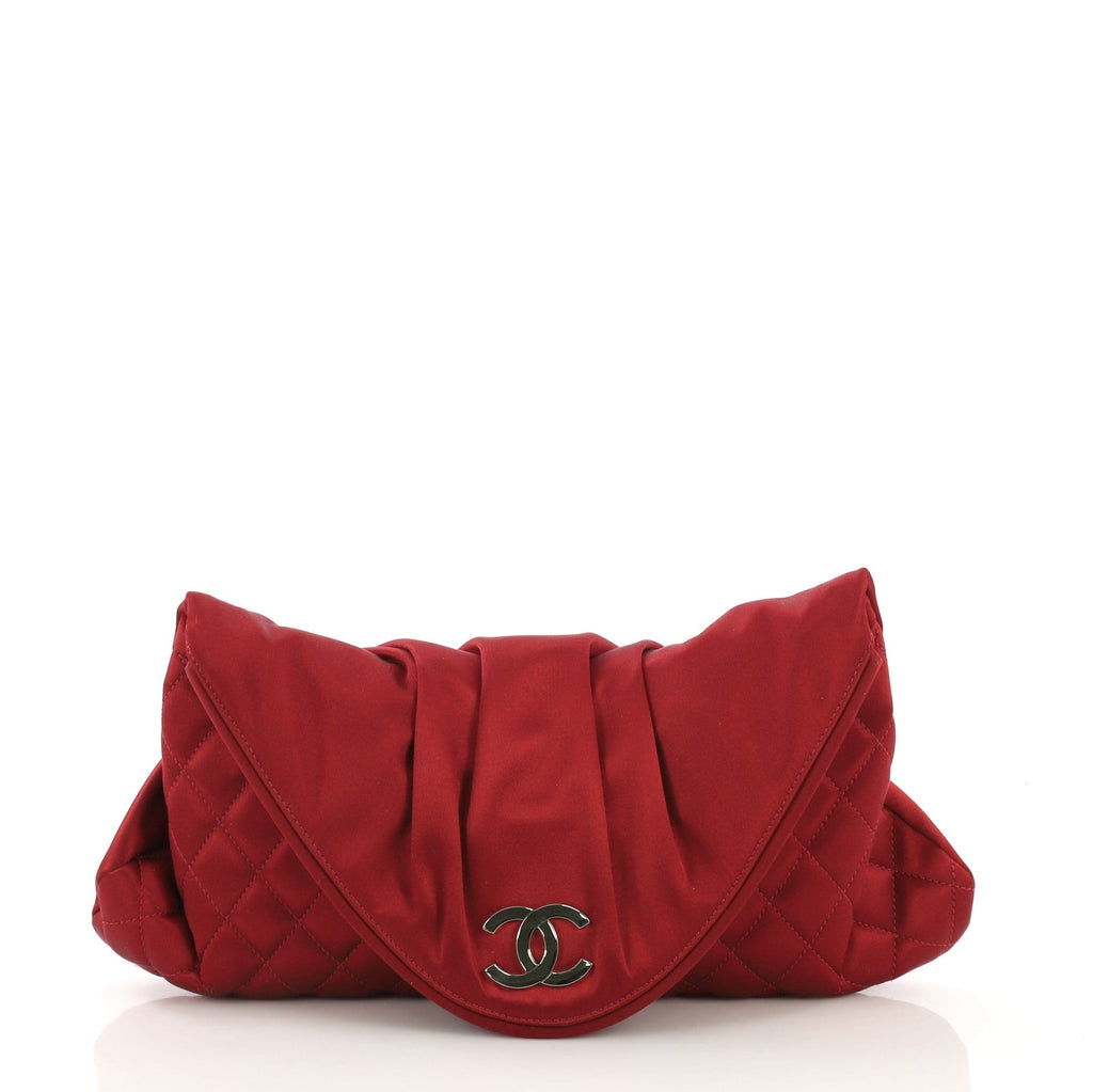 CC Half Moon Clutch Quilted Satin Large